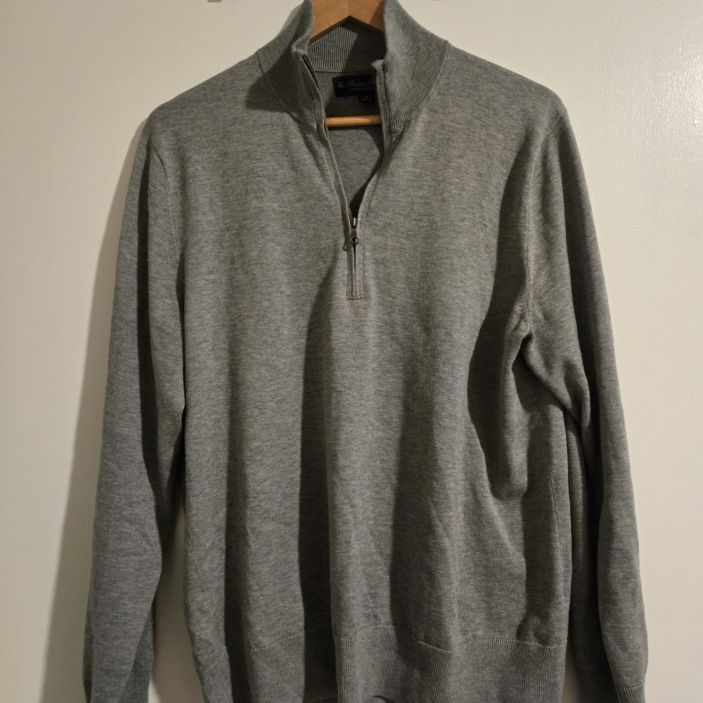 Brooks Brothers Men's Zip-Up Gray Sweater